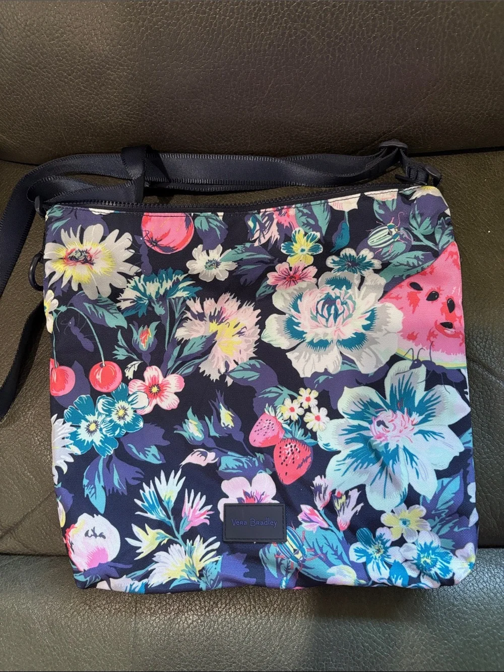 Vera Bradley in garden picnic navy crossbody bag